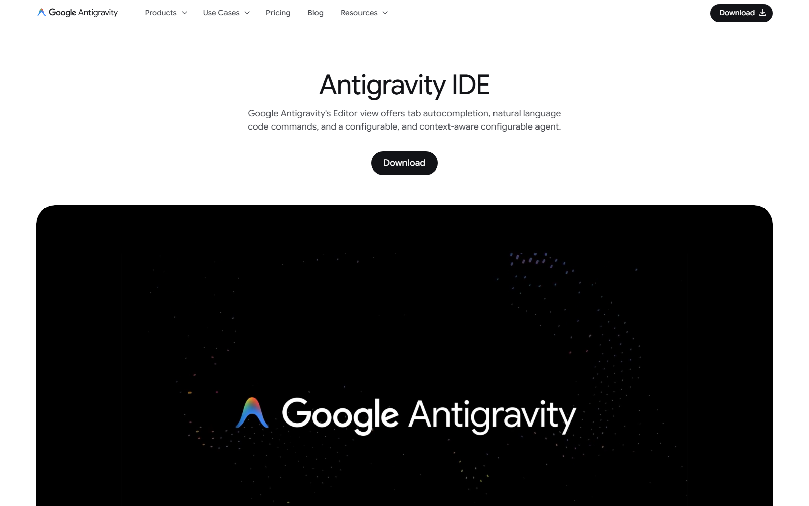 עמוד ההורדה של Antigravity